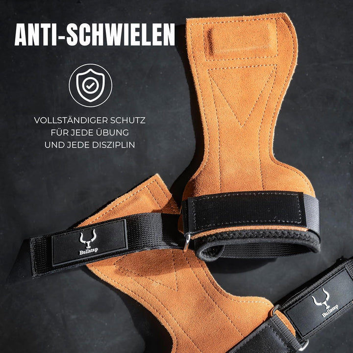 Bullstep - Zughilfen Krafttraining Frauen Herren | Gym Zughilfen Leder | Grips crossfit | Deadlift g