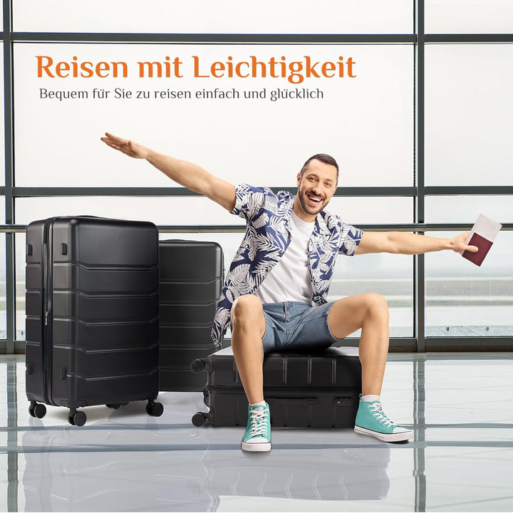 Sweetcrispy Kofferset 3tlg. Hartschalenkoffer ABS+PC Erweiterbar Koffer Reisekofferset Gepäck Rollko