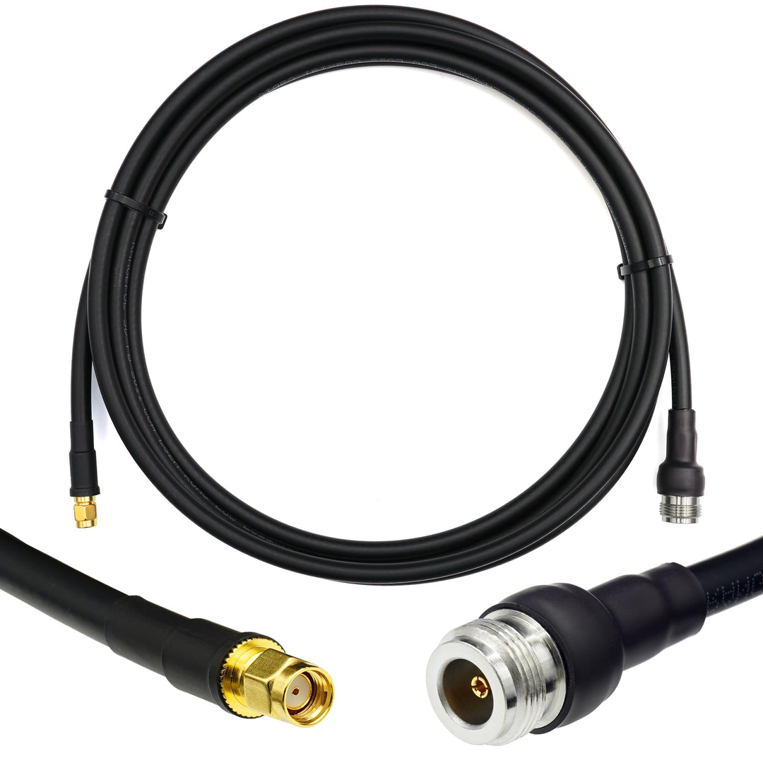 12m RP-SMA Stecker auf N Buchse Koaxialkabel – 12 Meter 5D-FB Verlustarmes Antennenkabel Ø7.5mm Verl