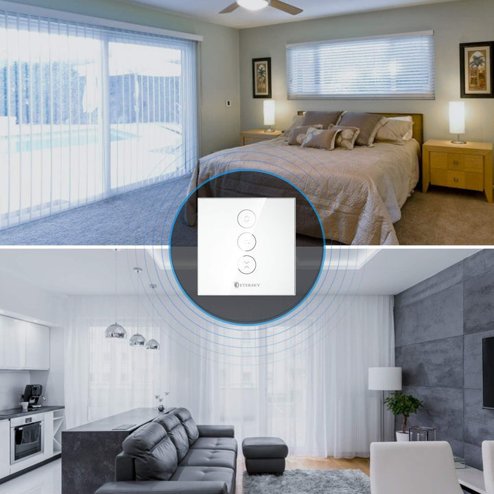 Smart Rolladenschalter, Etersky Rolladen Zeitschaltuhr Smart Jalousien Schalter mit Touch Panel, Kom