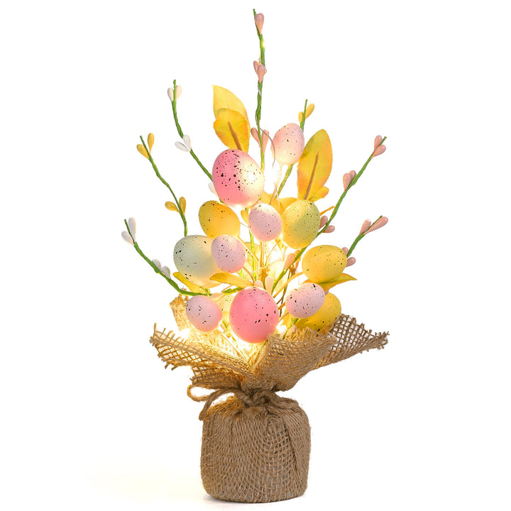 Valery Madelyn 28cm Ostereierbaum mit Licht, Bunte Eier Zweig Baum Dekorationen mit LED Lichtern und