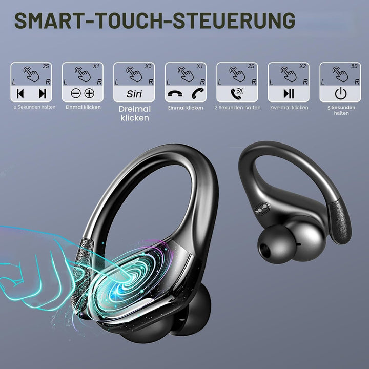 Bluetooth Kopfhörer Sport, 75Std Kopfhörer Kabellos Bluetooth 5.4, HiFi Stereo Tiefer Bass Wireless