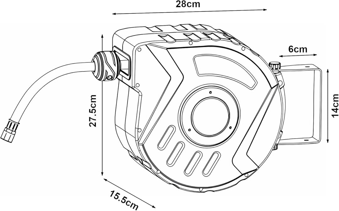 pro.tec Druckluftschlauchtrommel Nassau 180° Schwenkbarkeit Druckluftschlauch 10m + 1m Schlauchtromm