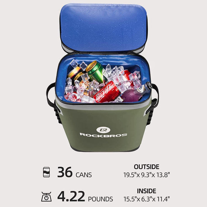 ROCKBROS Kühltasche Wasserdicht Kühler 17L Picknicktasche Isolierte Kühlbox Lunchtasche für Outdoor,