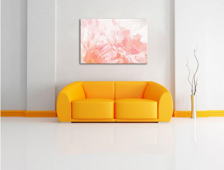 Pixxprint Gerbera-Blume in Pastelltönen Kunst Pinsel Effekt, Format: 100x70 auf Leinwand, 100x70