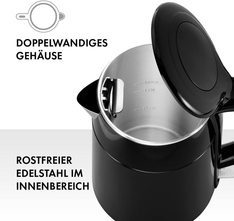 ZWILLING Wasserkocher,1,2 Liter, 1.550-1.850 Watt, Edelstahl/Kunststoff, Schwarz