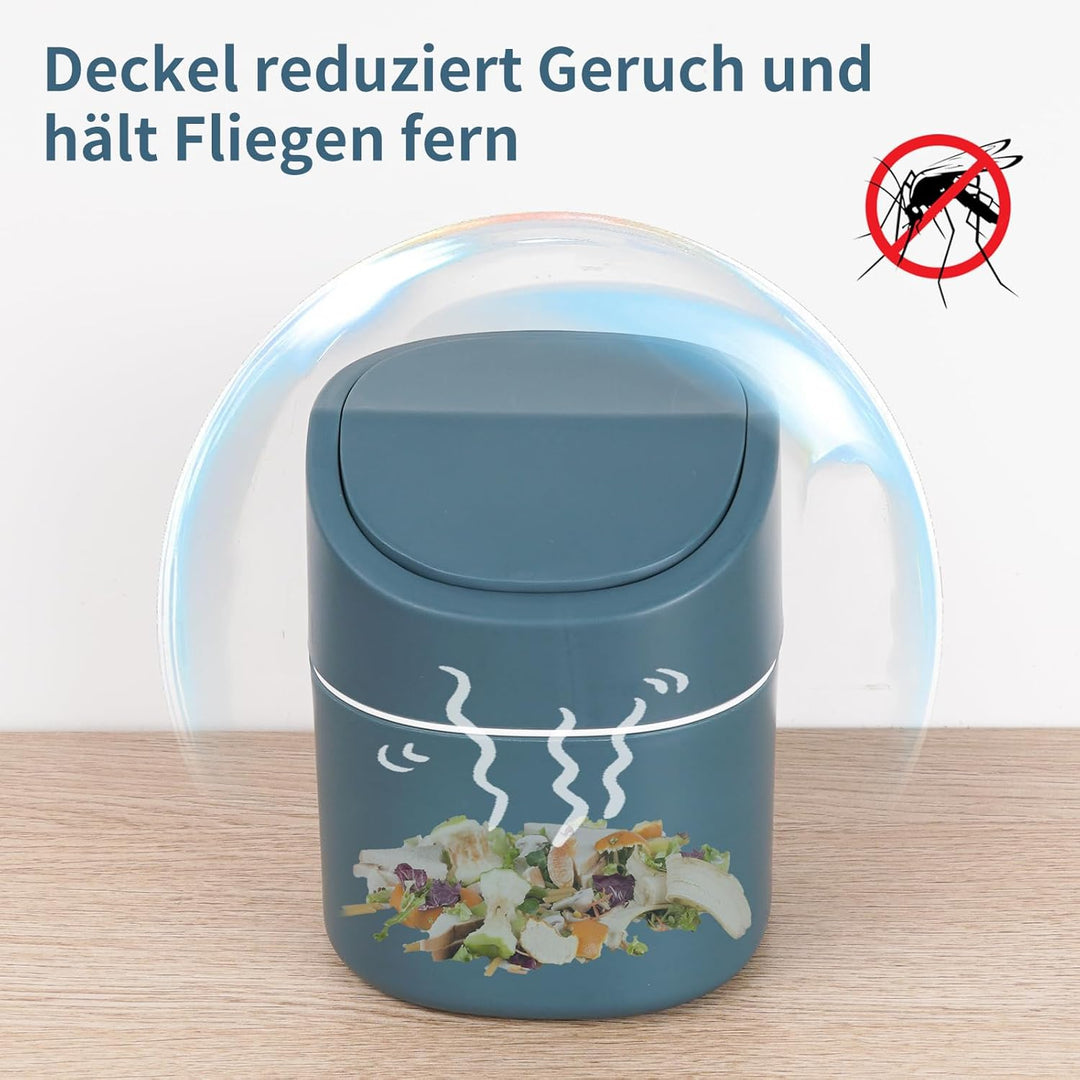 Mini tischmülleimer 2L mit Müllsäcken 180 Stück, tischabfalleimer mit deckel für Den Waschtisch Küch