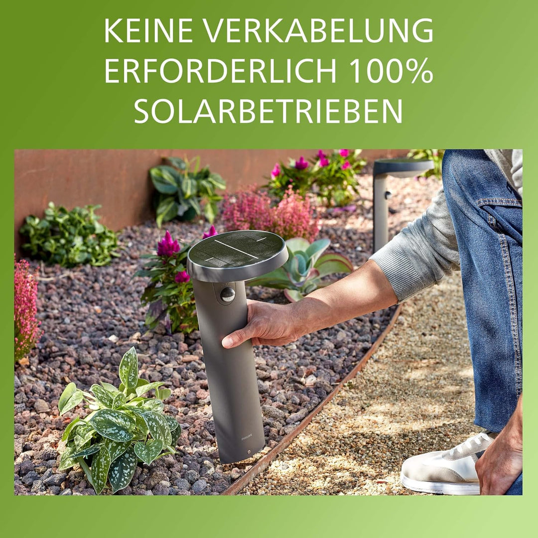 Philips Tyla ultraeffiziente Sockelleuchte, solar, 1 x 1,2W, warmweiss, anthrazit Warmweiss Sockelle