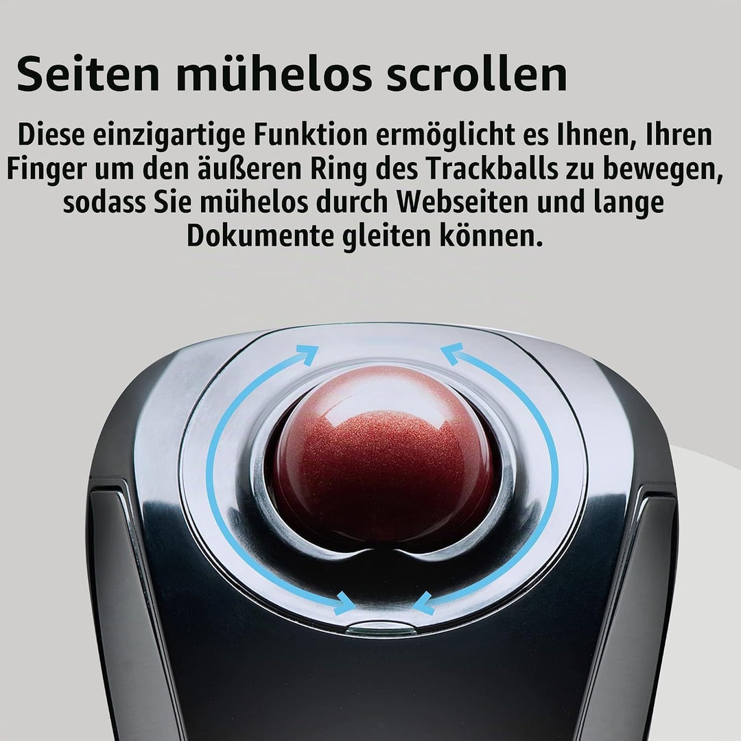 Kensington Orbit TrackBall, Kabellose ergonomische TrackBall-Maus, 32 mm Kugel, Kompatibel mit Windo