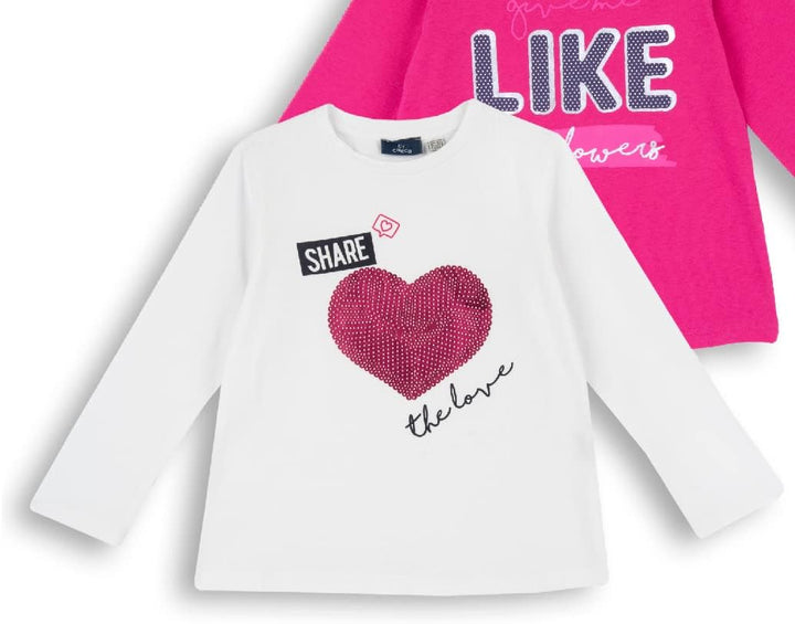 Chicco Set Langarm T-Shirt aus Baumwolle, Mädchen, 12 Monate