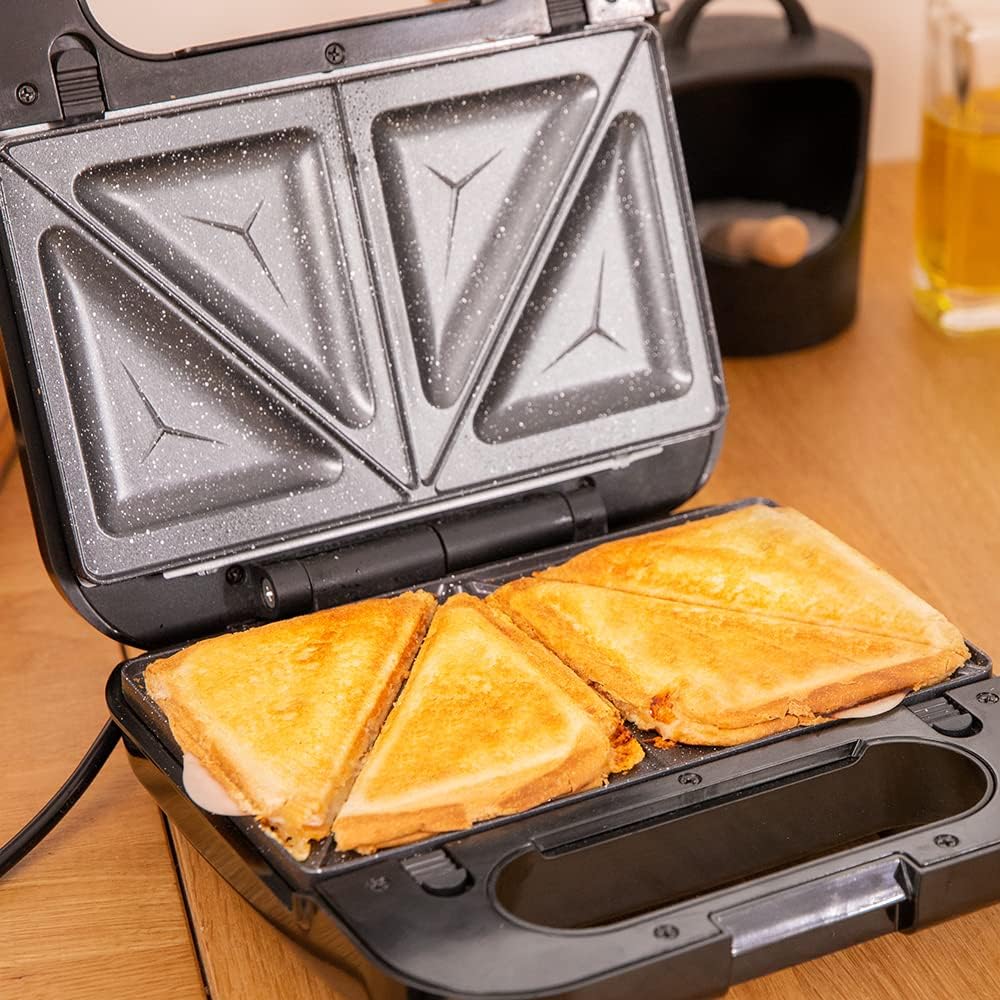 Cecotec 04309 Rock´nToast 4in1 sandwichtoaster, Acero inoxidable, Negro Grill + Quadrate + Dreiecke
