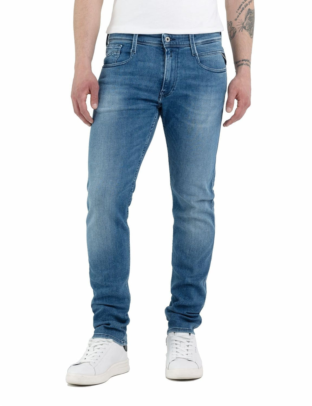 Replay Herren Jeans Anbass Slim-Fit mit Comfort Stretch 27W / 30L Medium Blue 009, 27W / 30L Medium