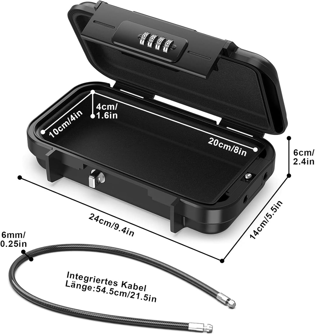 Tragbarer Tresor,[Wasserdicht] 4 Stellig Zahlencode Sicherheitsbox Outdoor Sicherheitssafe mit 6MM D