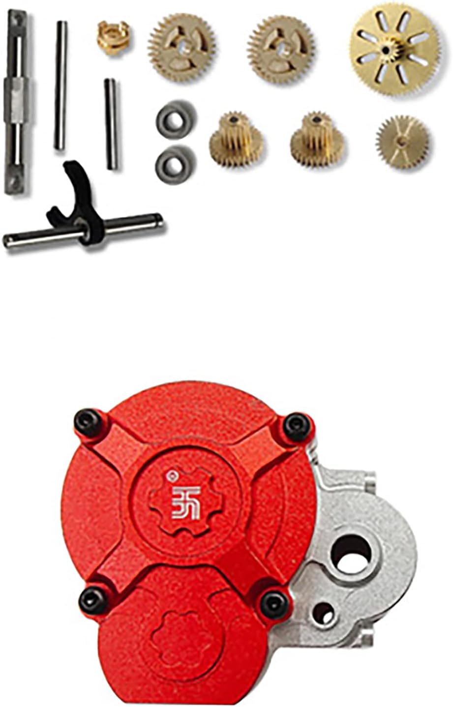 RC Kletterauto Metallgetriebe mit Getriebe für FMS 1/24 FCX24 RC Crawler Upgrade Teile Zubehör (rot)