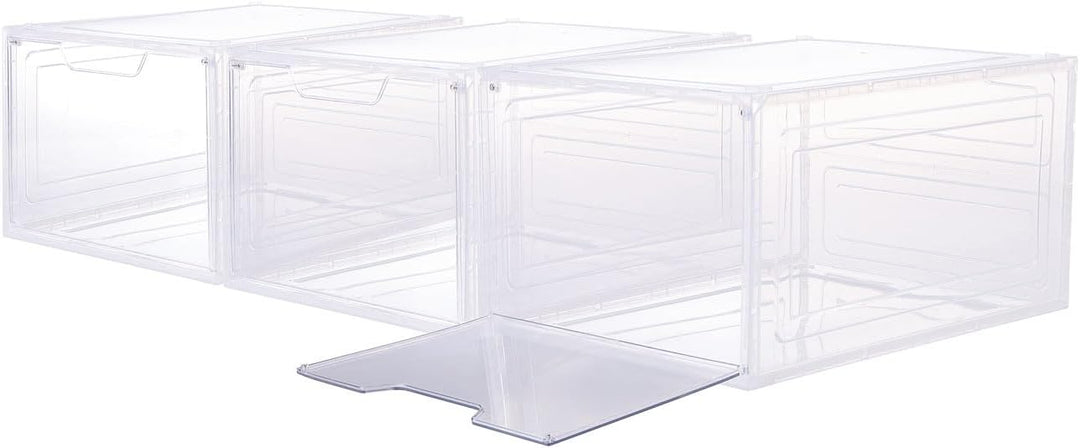 Carlo Milano transparente Schuhregale: 3er-Set Transparente Schuhbox, stapelbar, bis Grösse 47, Magn
