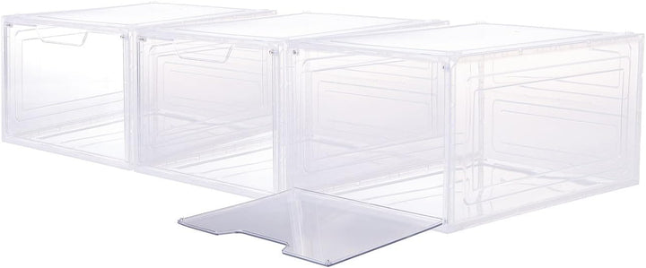 Carlo Milano transparente Schuhregale: 3er-Set Transparente Schuhbox, stapelbar, bis Grösse 47, Magn
