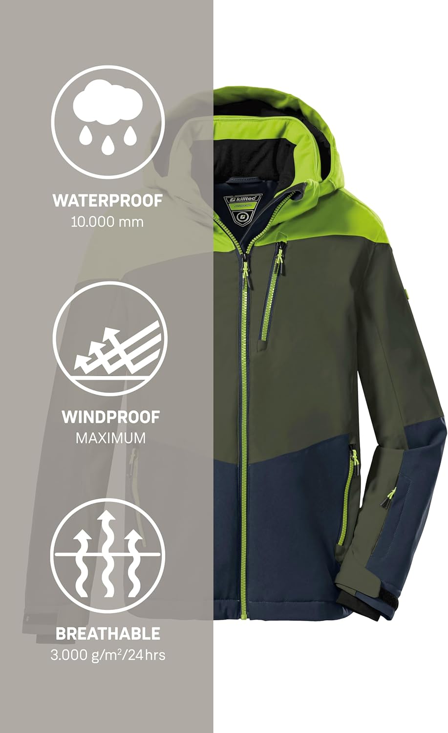 Killtec Jungen Ksw 161 Bys Ski Jckt Skijacke/Funktionsjacke mit Kapuze und Schneefang 128 apfel, 128
