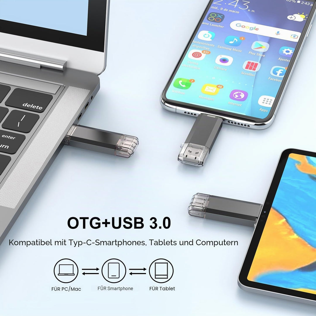USB C OTG Stick 128GB RAOYI USB 3.0 Type C Stick Dual USB Speicherstick 2-IN-1 Flash Laufwerk 128 GB