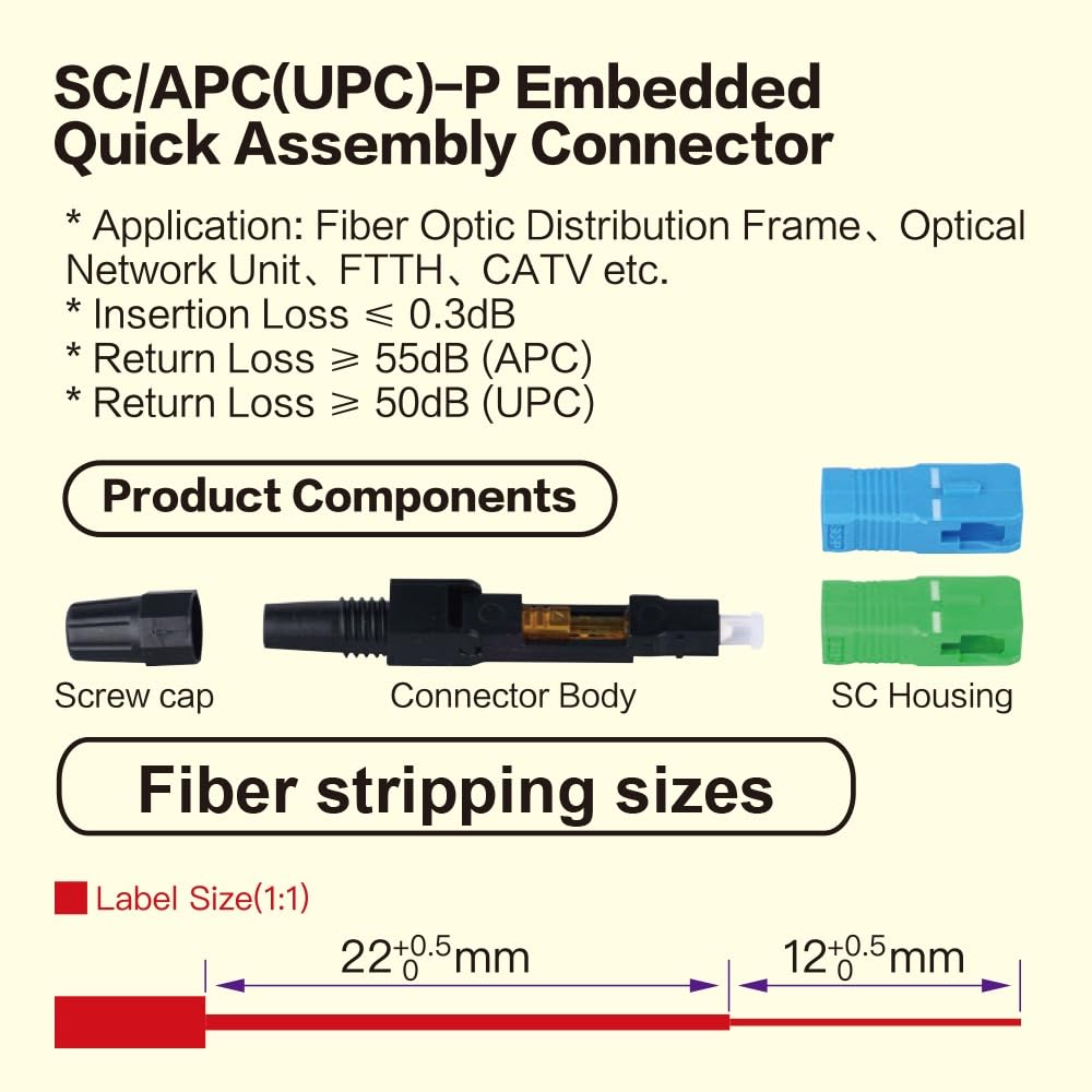 10 Stück SC APC Faser Optic Fast Connector Faser Quick Connector
