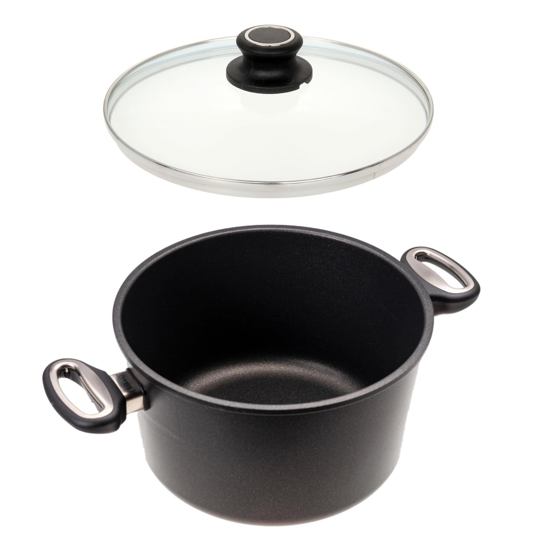 Lotus Gusspfanne - Bratentopf 4,0 l, Ø 24cm, mit Glasdeckel aus Sicherheitsglas, Bodenmass 18,5cm, H