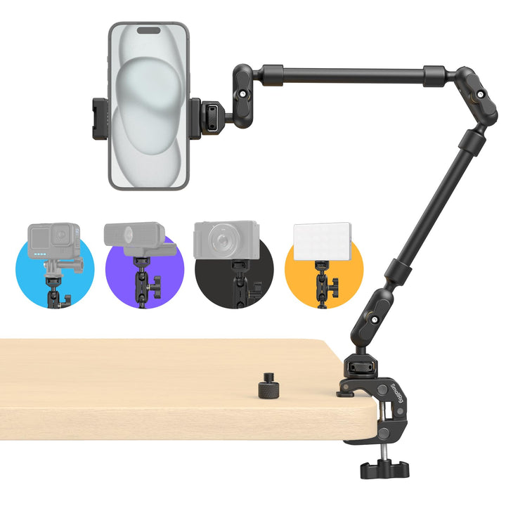 SMALLRIG 22" Magic Arm mit Klemme, Flexible Camera Desk Mount & klemme, Überkopf Telefonhalterung, G
