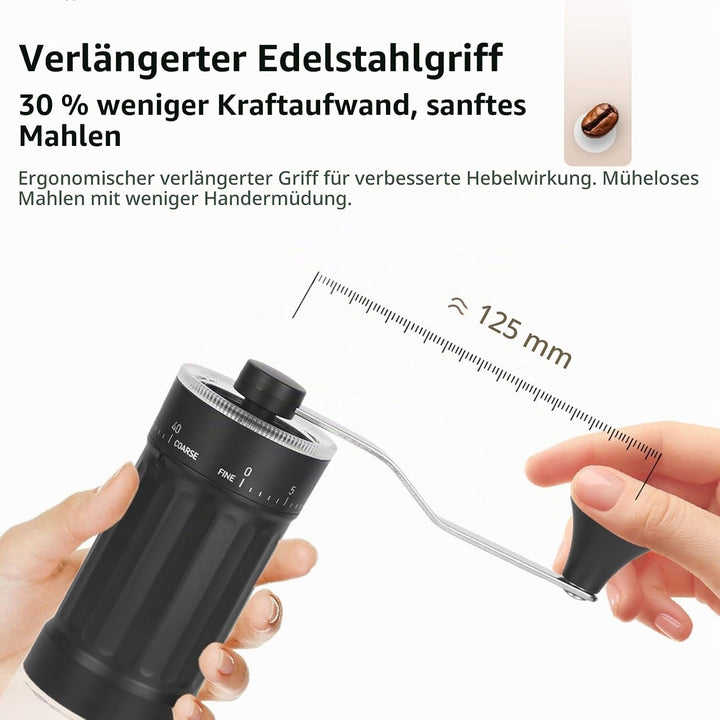 Manuelle Kaffeemühle, 40 einstellbaren Stufen, Tragbare Manuelle Handkaffeemühle, Camping, Büro, Esp