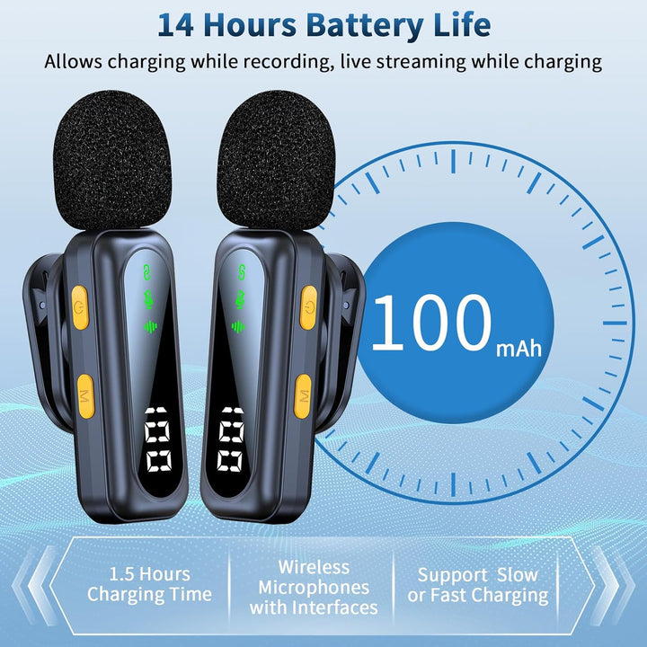 Mikrofon Handy Bluetooth Lavalier Wireless Mini, Microphone Kleines Mikro, Ansteckmikrofon Kabellos