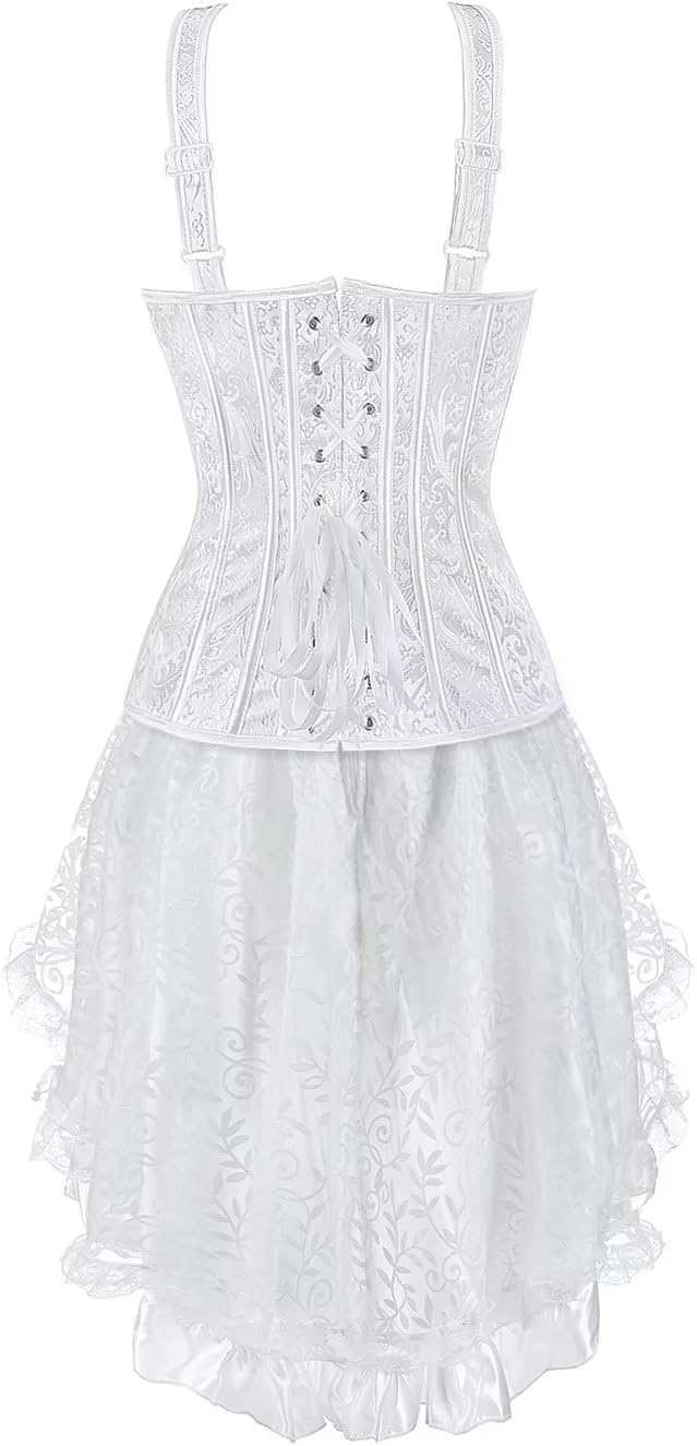 Jutrisujo Korsett Kleider Rock Tutu Corset Dress Damen Korsagenkleid Corsagen Straps Schnüren Elegan