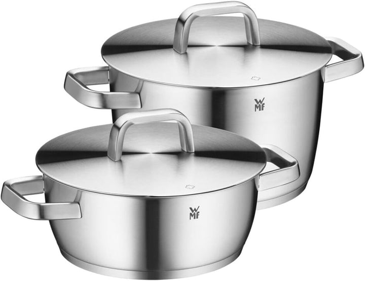 WMF Iconic Topfset Induktion 2-teilig, Kochtopf Set mit Metalldeckel, Cromargan Edelstahl poliert, I