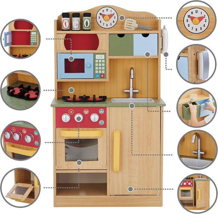 Teamson Kids Kinderküche Spielküche Holz Kinderspielküche Holzküche TD-11708A Mehrfarben, Mehrfarben