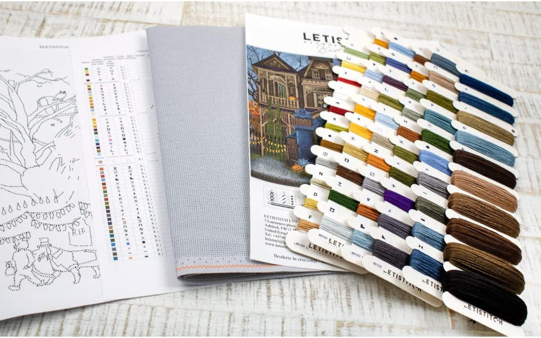 Letistitch Kreuzstich Set Mondschein Schloss, Zählmuster, 44x35cm