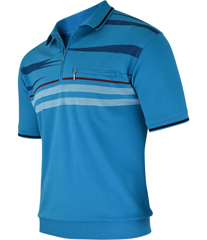 Soltice Herren Kurzarm Poloshirt, Polohemd, Gestreifte Blousonshirt mit Brusttasche aus Baumwoll-Mix