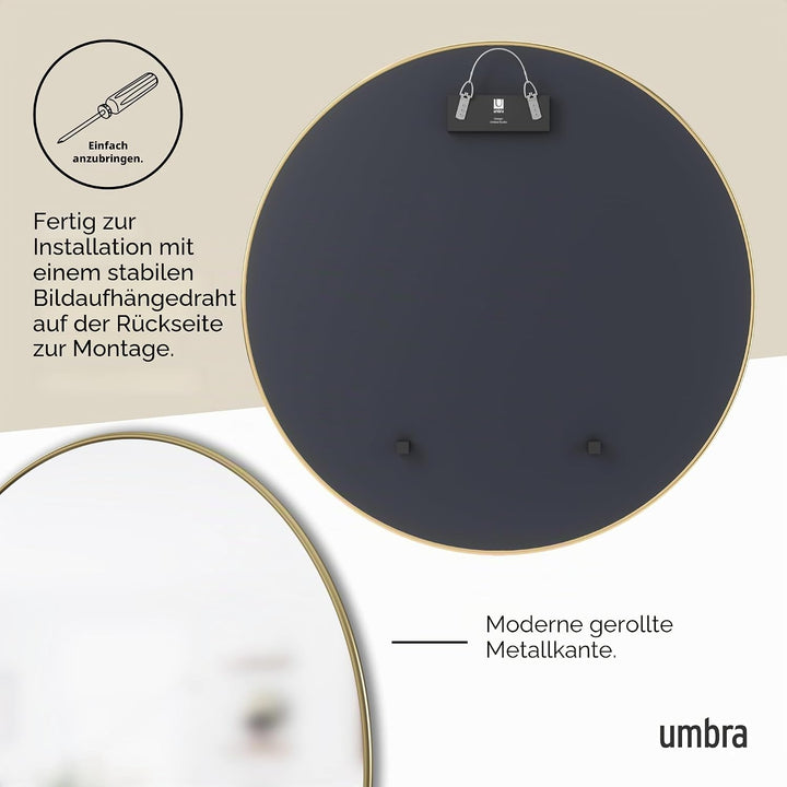 Umbra Hubba Wandspiegel - Runder Spiegel und Wanddeko für Diele, Badezimmer, Wohnzimmer und Mehr, 86