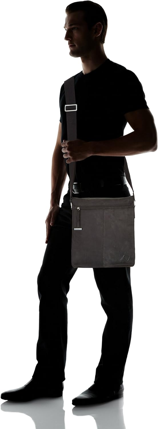 Strellson Herren Schultertasche Richmond Tasche aus Leder Schwarz (Black 900), Schwarz (Black 900)