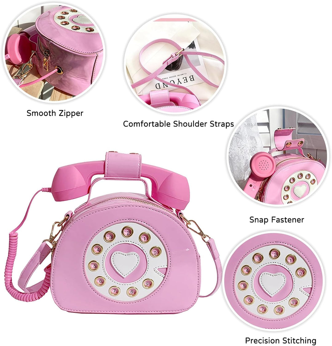 PORRASSO Umhängetasche Damen Kreative Schultertasche Telefon Geformte Handtasche Retro Crossbody Bag