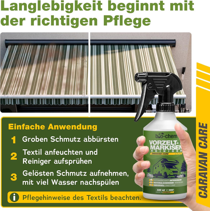 bio-chem Vorzelt- und Markisenreiniger - Ergiebiger Spezialreiniger mit Tiefenwirkung - Ideal für Ma