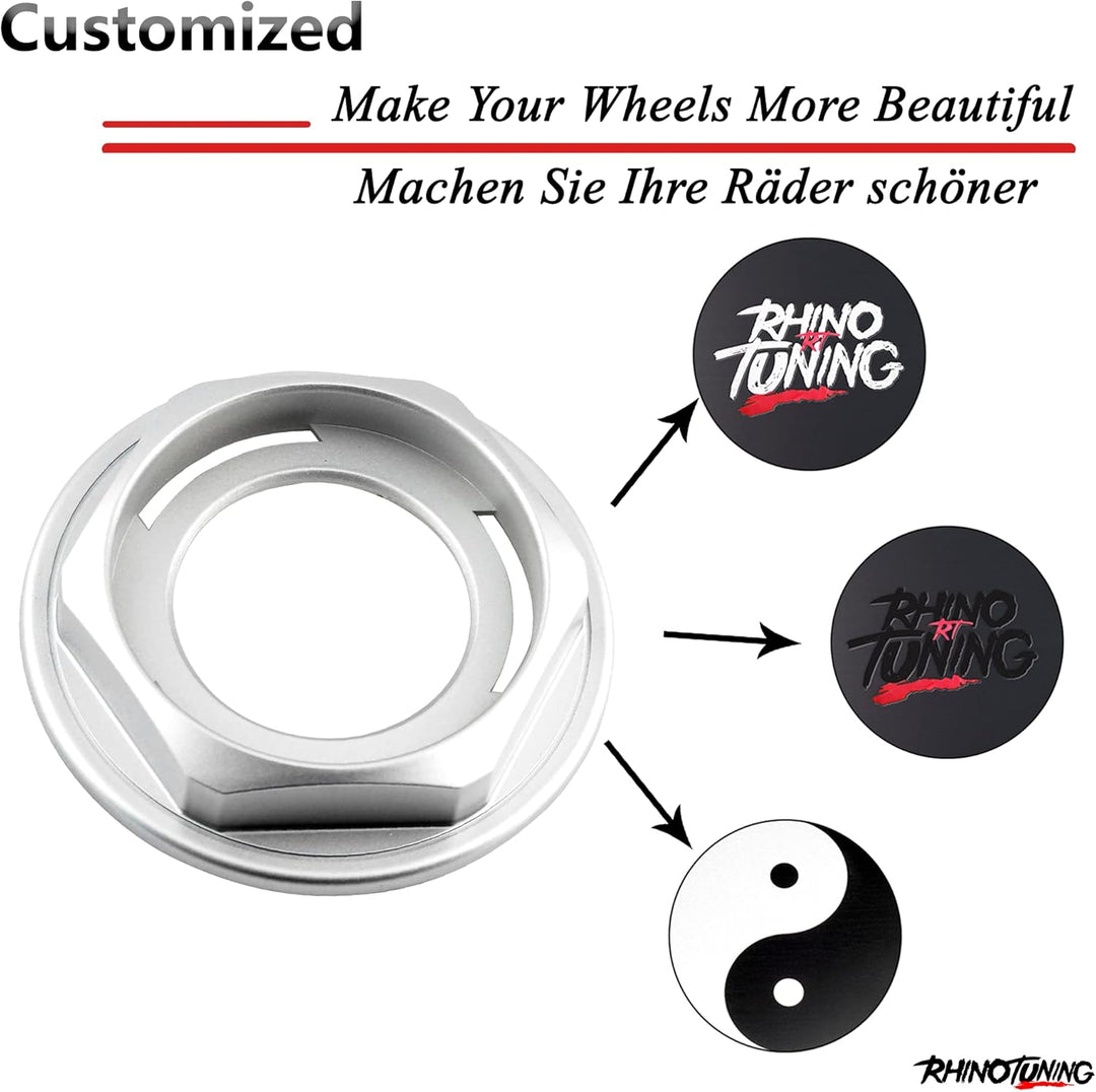 4 x 102mm Rad Nabenkappen Nabendeckel Radkappenclip Mattes Silber ABS-Kunststoff für 09.23.131 Silbe