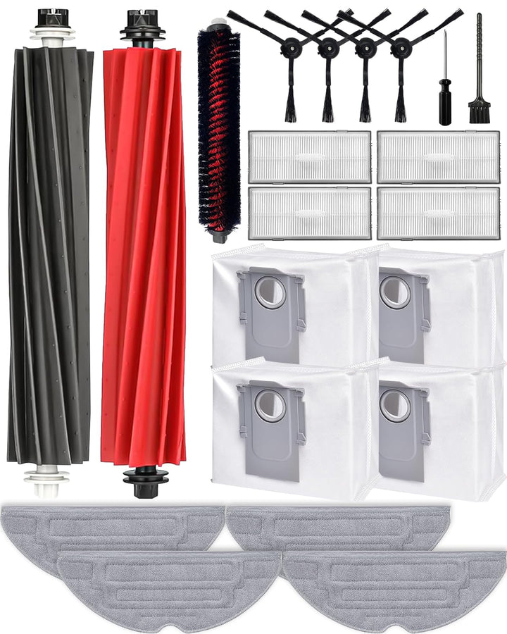 iRobacc 21 Stück Zubehörset für Roborock S8 PRO Ultra Ersatzteile 2 Rollenbürste 4 Seitenbürsten 4 S