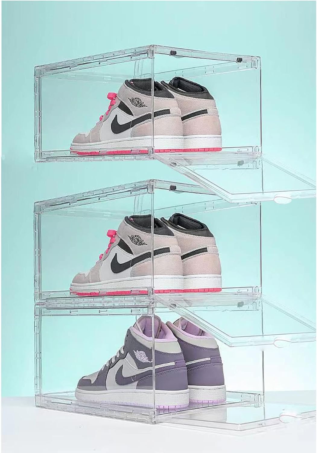 MECC Klare Schuhbox, stapelbarer Acrylschuhschrank, mit Magnettür,14.4x10.6x8inch/36x27x20cm (Clear