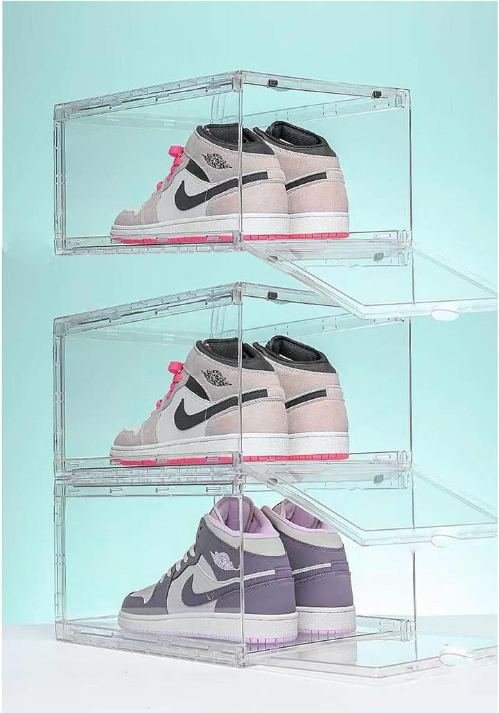 MECC Klare Schuhbox, stapelbarer Acrylschuhschrank, mit Magnettür,14.4x10.6x8inch/36x27x20cm (Clear