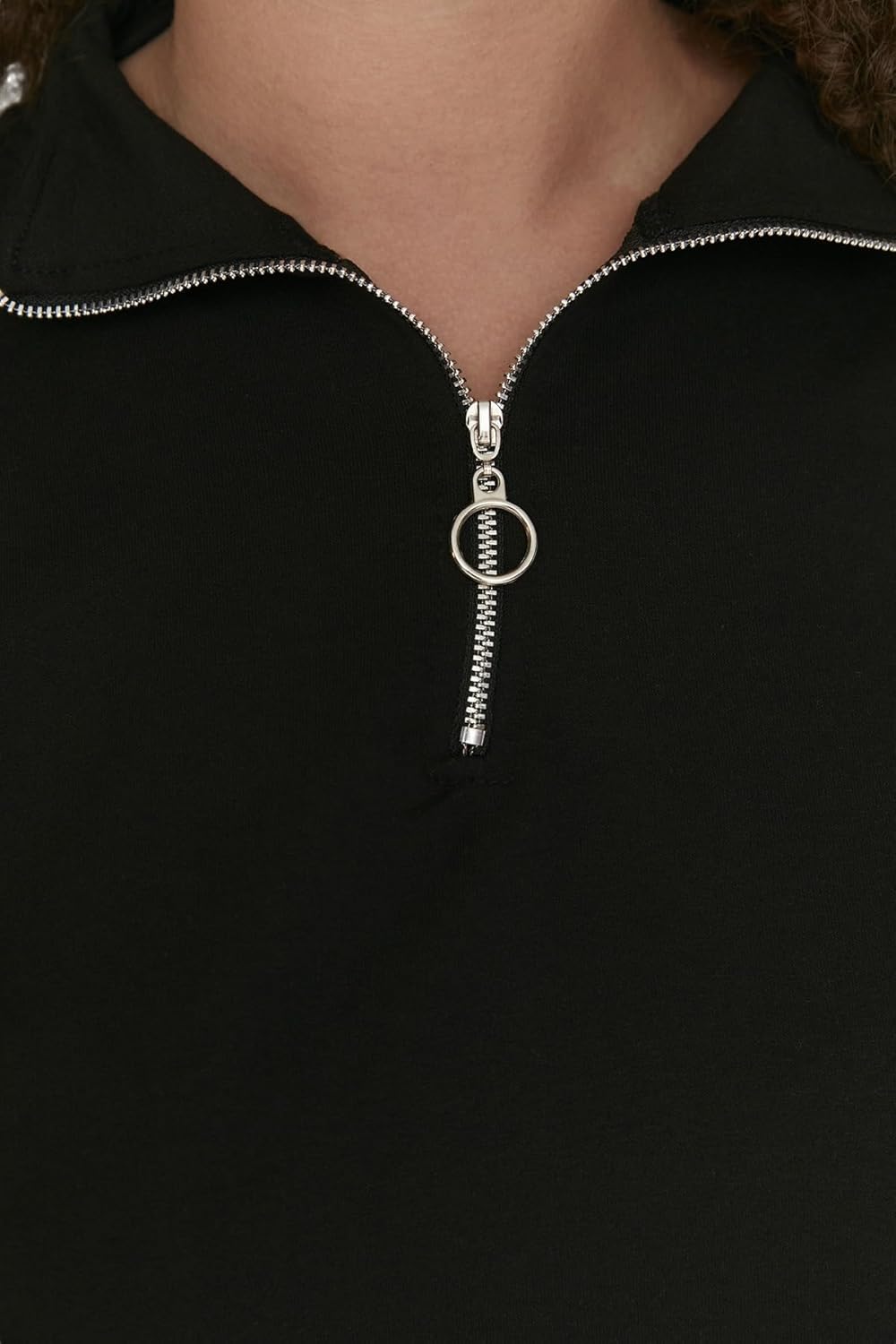 TRENDYOL Damen Sweatshirt XXL Schwarz, XXL Schwarz