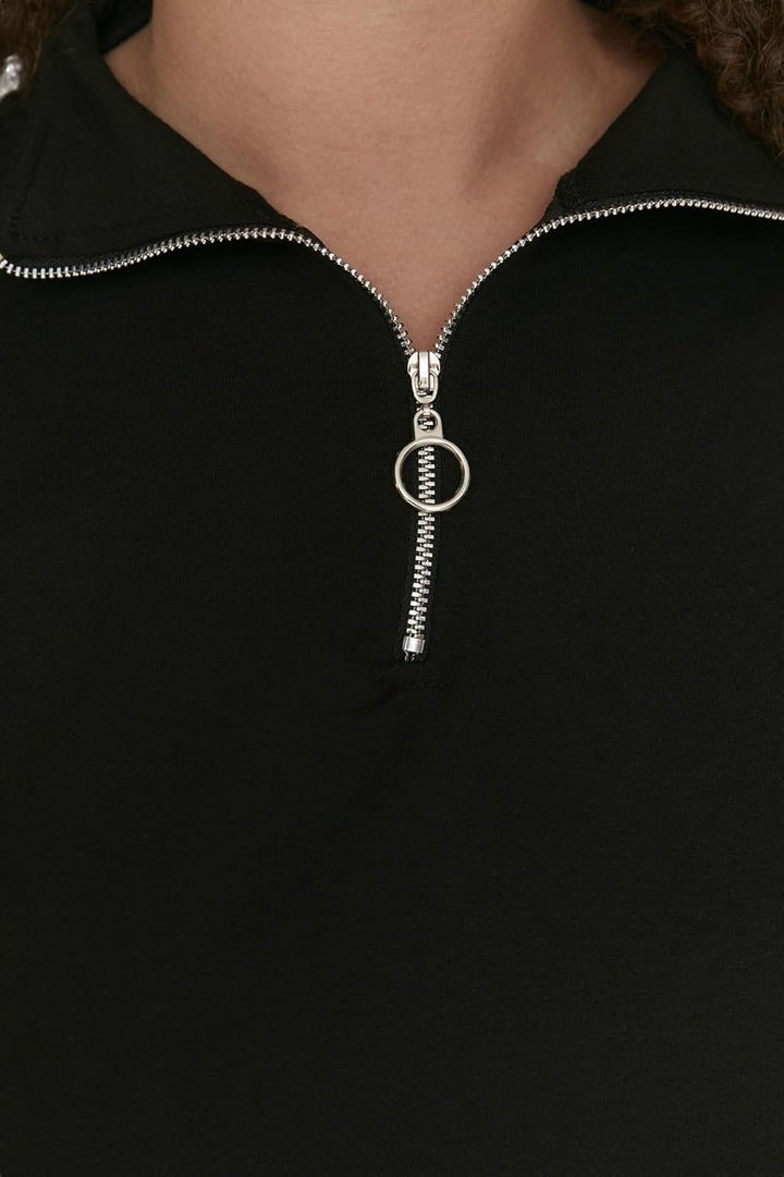 TRENDYOL Damen Sweatshirt XXL Schwarz, XXL Schwarz