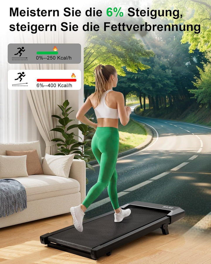 Raceable Walking Pad mit Steigung, Lacuffy Laufband für Zuhause mit APP-Steuerung, unter dem Schreib