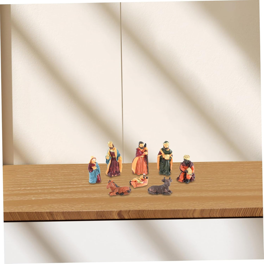 8pcs/festgelegte Weihnachtskrippe Sets Harzgeborene Set mit Jesuskind und Tieren realistische Krippe
