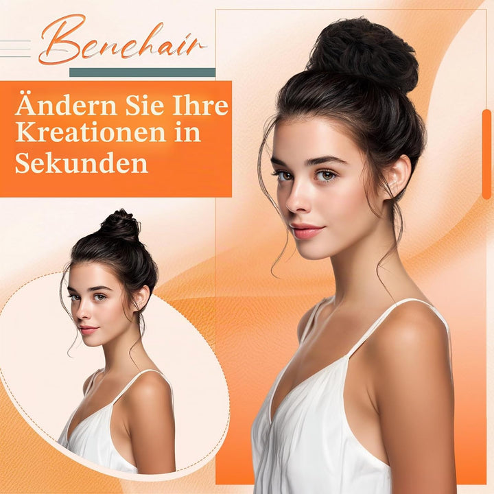 Benehair Echthaar Scrunchies Hochsteckfrisur, Echthaar Haargummi Hochsteckfrisuren, 25g Echte Haare