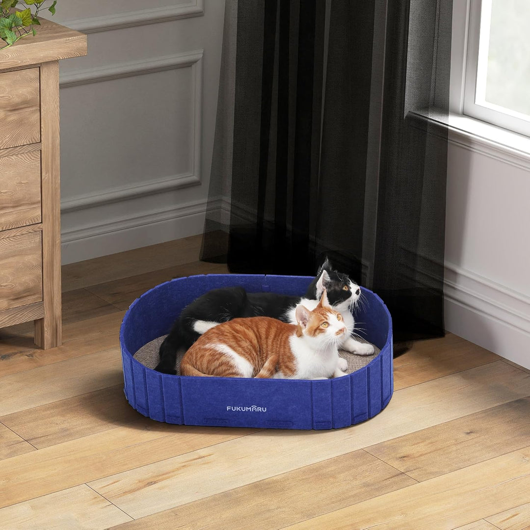 FUKUMARU Kratzbrett für Katzen, 61 cm Kratzpappe in Sofa-Form, Umkehrbares Katzenbett, runde Kratzpa