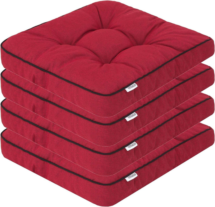 PillowPrim 4er Set Stuhlkissen 49x47 cm Sitzauflagen Polsterauflagen Outdoor/Indoor Aussen/Innen Gar