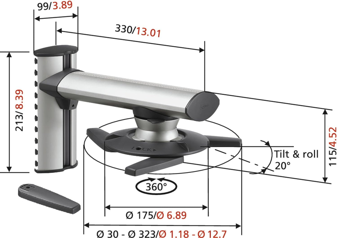 Vogel's EPW 6565 Projektor-Wandhalterung für 30-323mm (1,18-12,7 Zoll) Projektoren, neigbar, max. 10