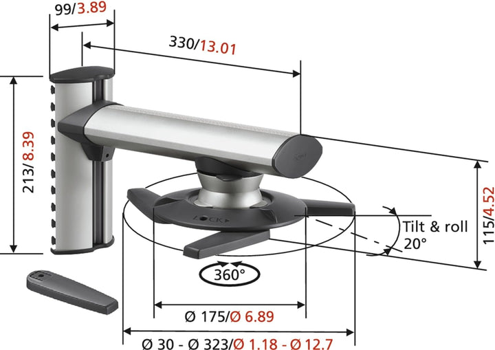 Vogel's EPW 6565 Projektor-Wandhalterung für 30-323mm (1,18-12,7 Zoll) Projektoren, neigbar, max. 10
