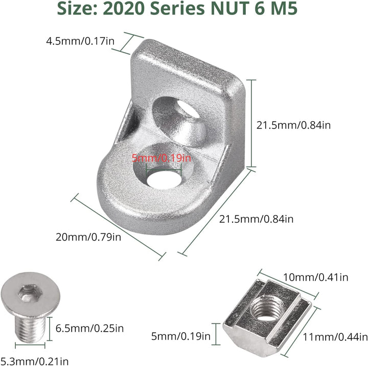 10x EYPINS Lenkwinkel Befestigungsmaterial Winkel, Aluprofil 20x20 Nut 6 Winkelverbinder Eckwinkel E